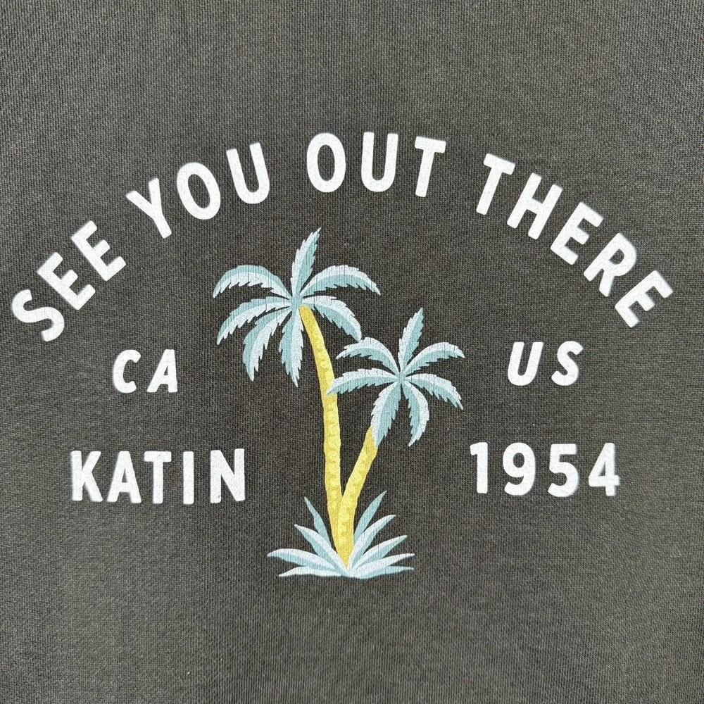 Katin Surf Bermuda Crew Fleece Black Wash Faded Sweatshirt Mens Size Large #3336